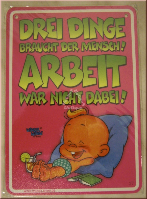 Windel Winni Schild "Drei Dinge braucht...", 10,5 x 15,0 cm