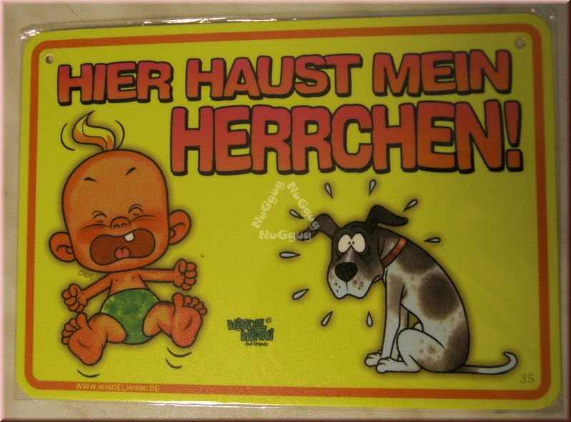 Windel Winni Schild "Hier haust mein Herrchen!", 10,5 x 15,0 cm