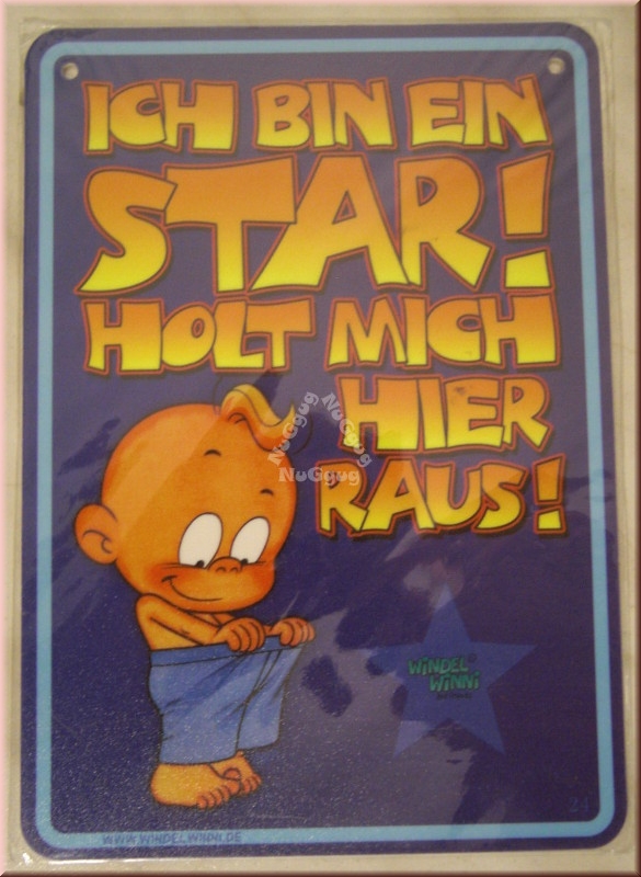Windel Winni Schild "Ich bin ein Star!...", 10,5 x 15,0 cm