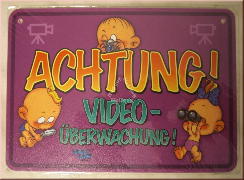 Windel Winni Schild "Achtung! Video-Überwachung!", 10,5 x 15,0 cm