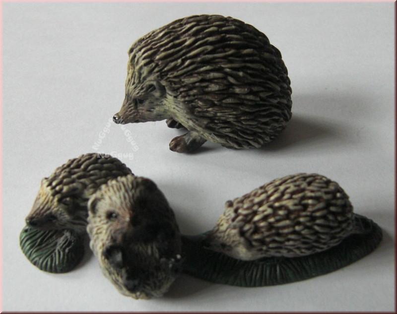 Schleich 14337 + 14623, Igelfamilie, von 2004 + 2009