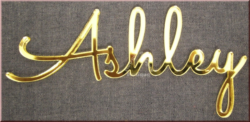 Schriftzug "Ashley", Acryl Laser Cut Namen, Gold, Türschild