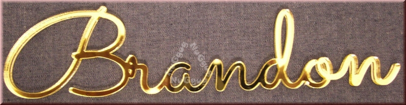 Schriftzug "Brandon", Acryl Laser Cut Namen, Gold, Türschild
