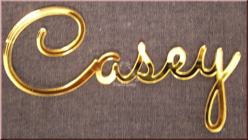Schriftzug "Casey", Acryl Laser Cut Namen, Gold, Türschild
