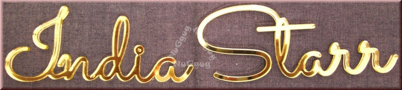 Schriftzug "India Starr", Acryl Laser Cut Namen, Gold, Türschild