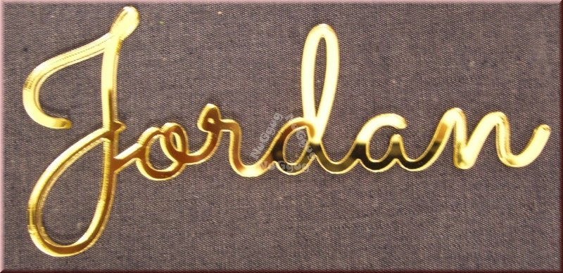 Schriftzug "Jordan", Acryl Laser Cut Namen, Gold, Türschild