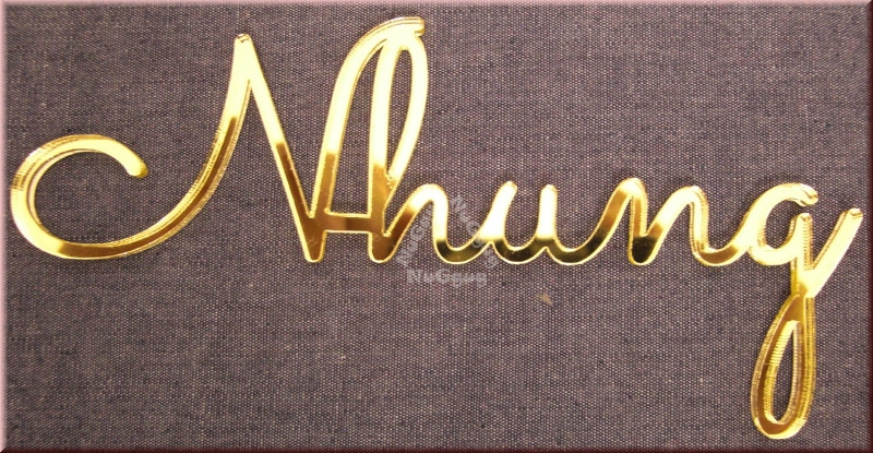Schriftzug "Nhung", Acryl Laser Cut Namen, Gold, Türschild
