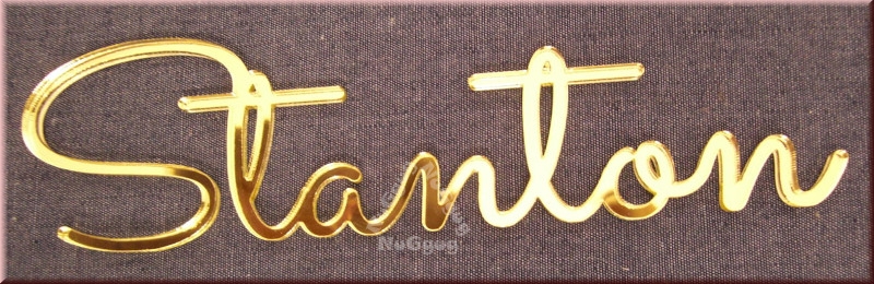 Schriftzug "Stanton", Acryl Laser Cut Namen, Gold, Türschild