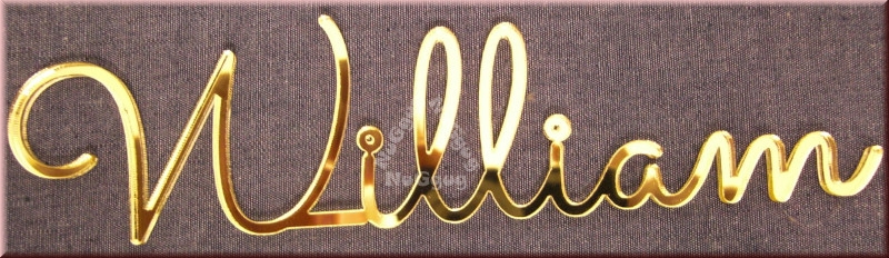 Schriftzug "William", Acryl Laser Cut Namen, Gold, Türschild