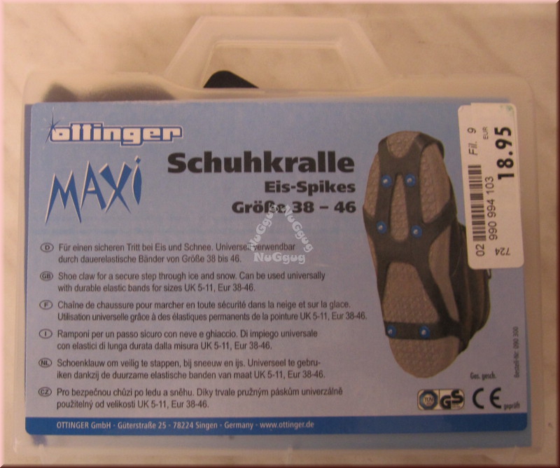 Schukralle "Maxi" von Ottinger, Schuhspikes 1 Paar, Größe 38 - 46