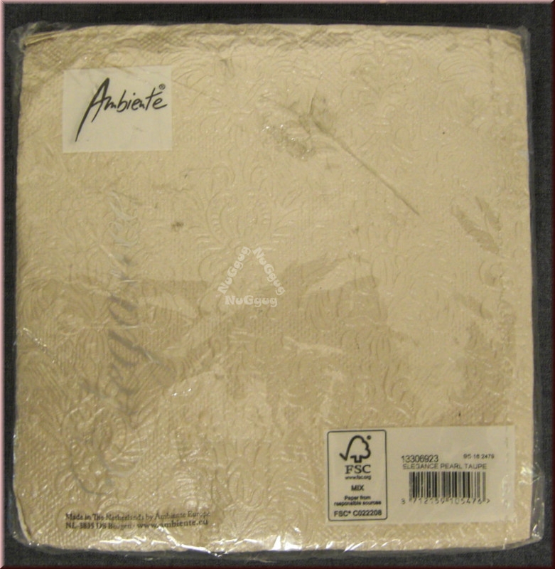 Servietten von Ambiente, "Elegance Pearl Taupe", 15 Stück