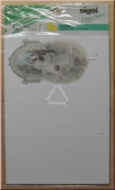 Motivpapier, Motivkarten "Brautpaar", A4/lang, DP 809 von sigel, 12 Blatt, 170g/m², Druckerpapier, Designpapier