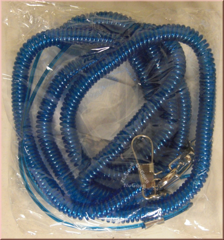 Schlüsselanhänger Spiralkabel 140 cm - 8 Meter, blau, mit Karabiner
