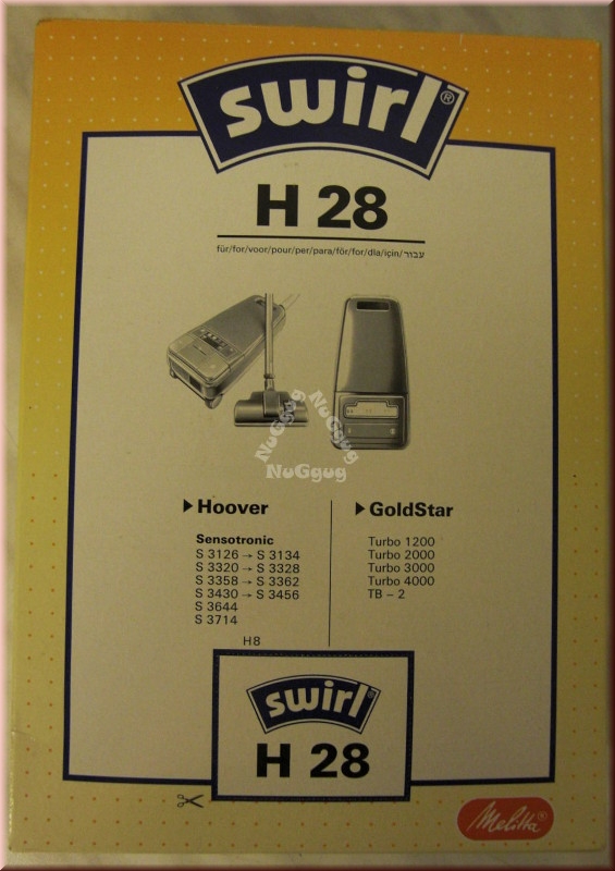 Staubsaugerbeutel Swirl H 28 für Hoover/GoldStar, 5 Stück