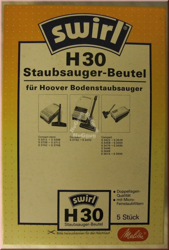 Staubsaugerbeutel Swirl H 30 für Hoover, 5 Stück