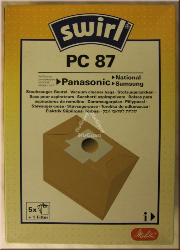 Staubsaugerbeutel Swirl PC 87 für Panasonic/National/Samsung, 5 Stück