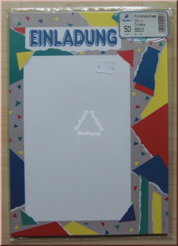 Motivpapier "Einladung", A4, 50 Blatt, Druckerpapier, Designpapier