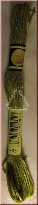 Stickgarn/Sticktwist Fligatto, 8 Meter, Farbe 733 olivgrün mittel