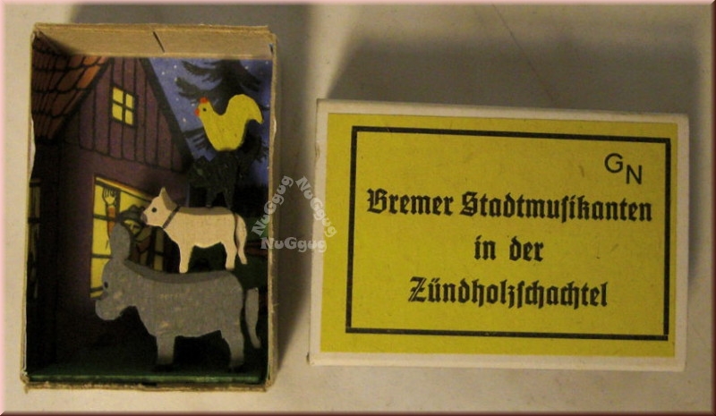 Bremer Stadtmusikanten in der Zündholzschachtel, Miniatur