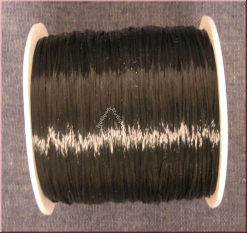 Perlenfaden schwarz glänzend, 0,5 mm x 50 Meter, Elastic Stretch Crystal String