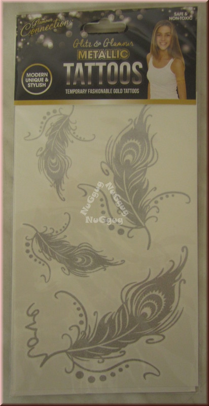 Metallic Tattoos Motiv "Federn", silber