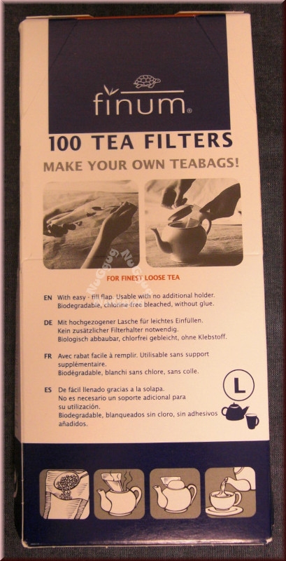 Teefilter Größe L mit doppelter Bodenfalte, 100 Stück, von finum