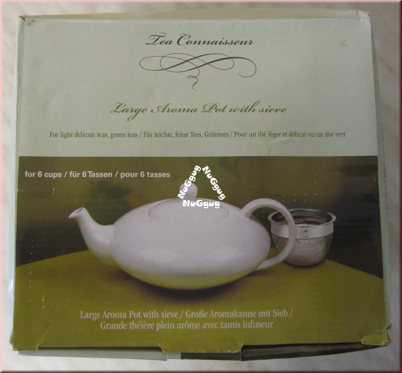 Tea Connaisseur, große Aromakanne mit Sieb und Deckel, weiß, Teekanne