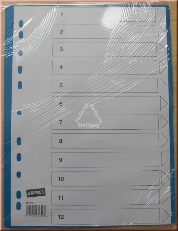 Register für Ordner A4 aus PP, blau, von Stables, 1-12 durchnummeriert, Trennblätter