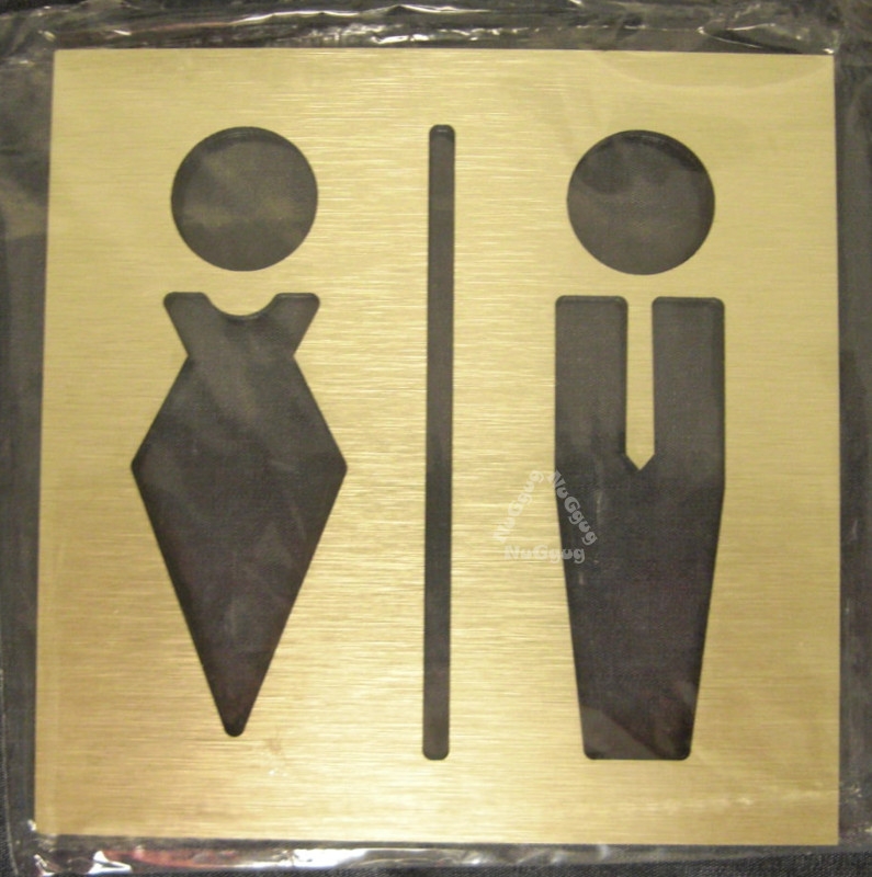 BSYDESIGN Türschild WC, mit Piktogramm "Damen, Herren", spitz, Aluminium Gold, quadratisch, selbstklebend