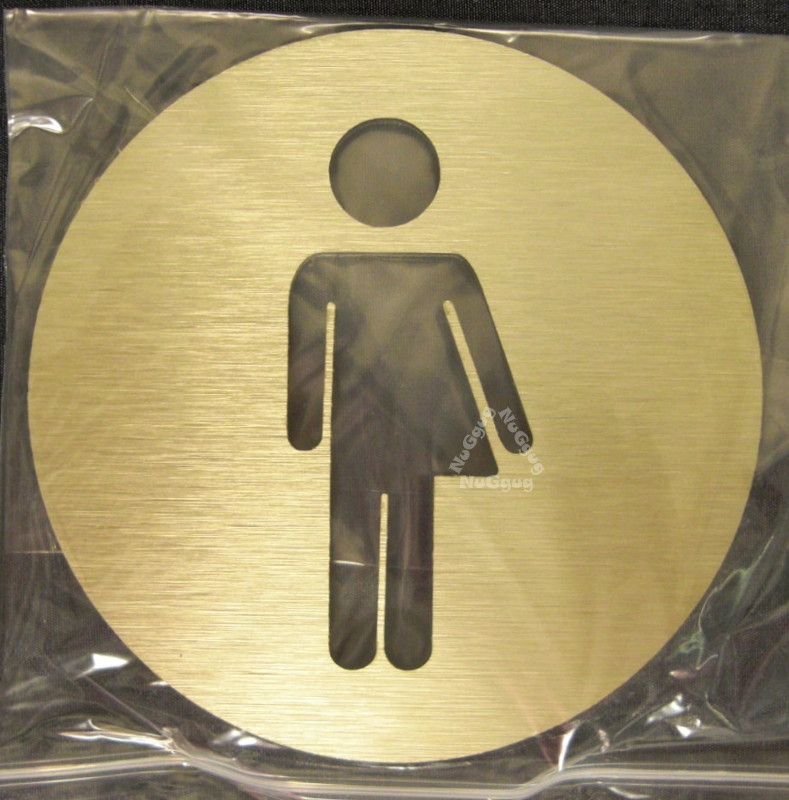 BSYDESIGN Türschild WC, mit Piktogramm "Damen", modern, Aluminium Gold, rund, selbstklebend