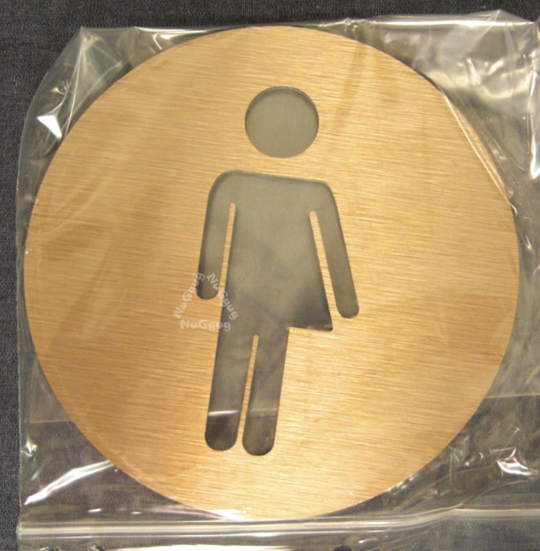 BSYDESIGN Türschild WC, mit Piktogramm "Damen", modern, Aluminium Kupfer, rund, selbstklebend
