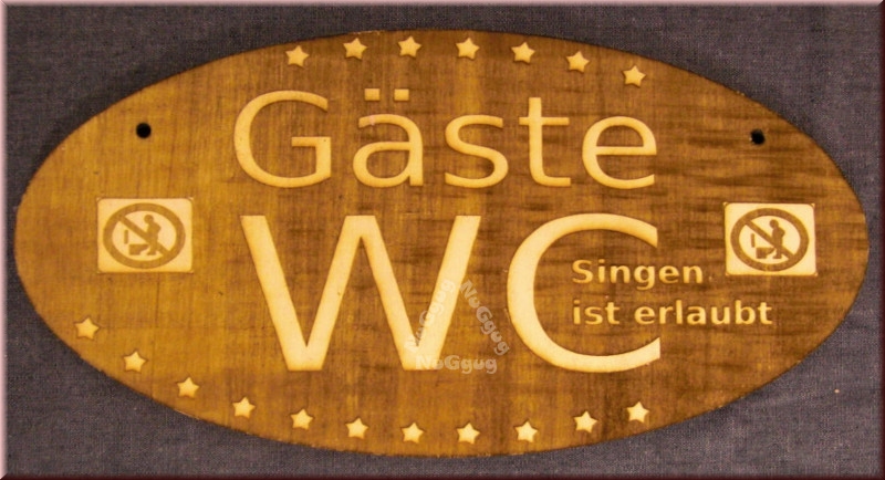 Türschild Holz, mit Text "Gäste WC", oval, 20 x 10 cm