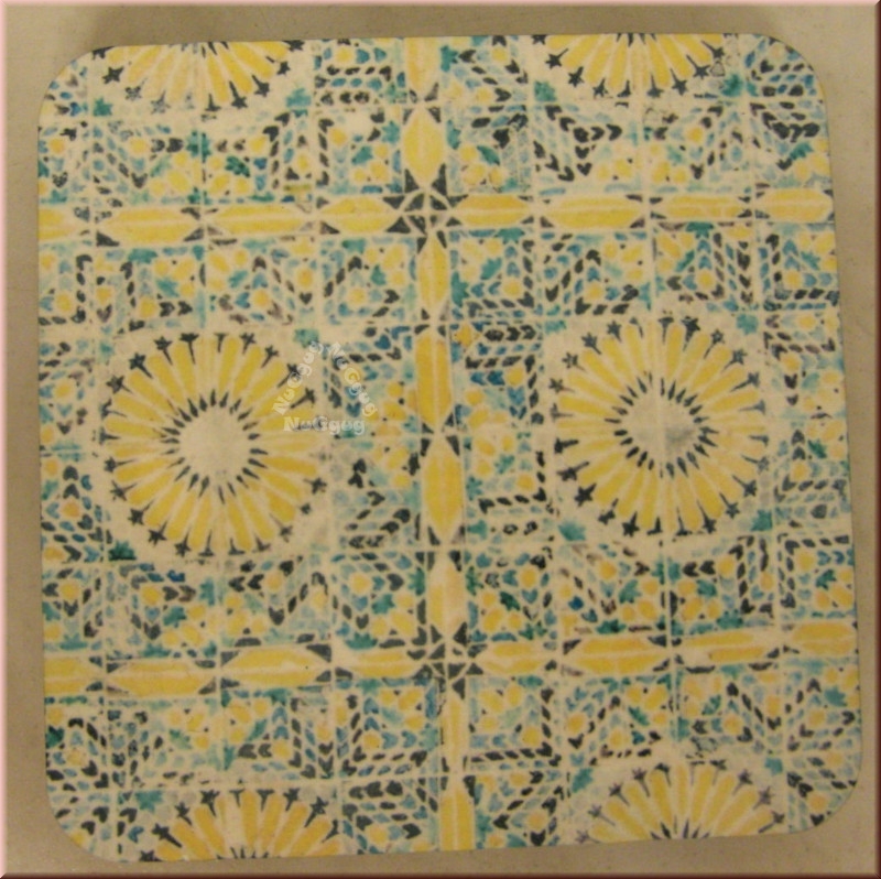 Untersetzer mit Mosaik Motiv und Kork Unterseite, 7 Stück, 9,5 x 9,5 cm