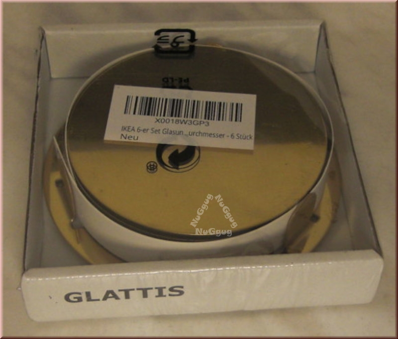 Untersetzer "GLATTIS" mit Halter, Glas, messingfarben, Durchmesser 8,5 cm, von Ikea
