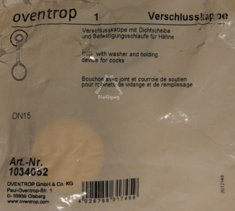 Verschlußkappe 1034052 für Kugelhähne Optiflex DN 10/15, 3/4 Zoll, von oventrop