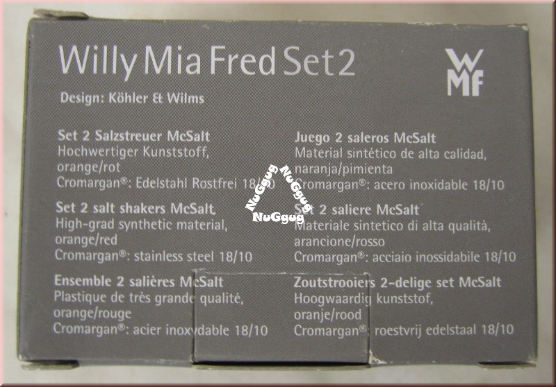 Salz- und Pfefferstreuer Set McSalt "Willy Mia Fred Set 2, rot + orange, von WMF