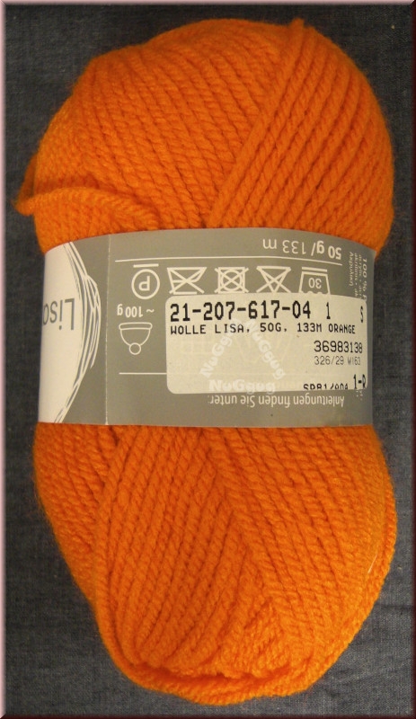 Wolle Lisa Premium, orange, 50 Gramm, von gründl, Wollknäuel