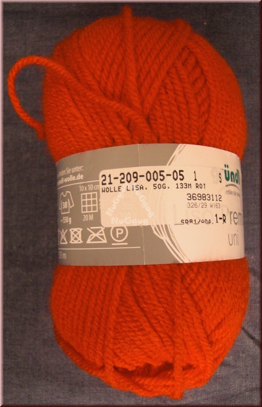 Wolle Lisa Premium, rot, 50 Gramm, von gründl, Wollknäuel
