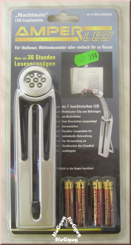 Ampercell LED-Leseleuchte "Nachteule", inkl. 4 x AAA-Batterien