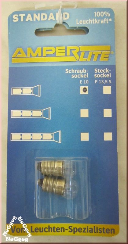 Amperlite Glühlampe für Taschenlampe, S230, 2,5V, 0,3A, Schraubsockel, 2 Stück