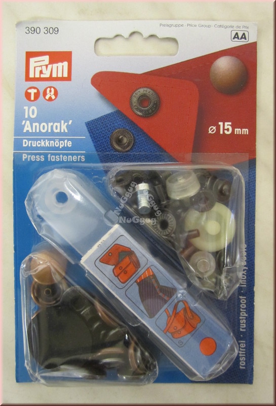 Prym Druckknopfset Anorak, 15 mm, Artikelnummer 390309