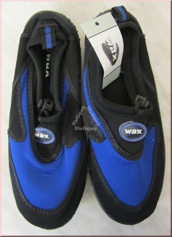 Aquaschuhe WAX Junior, schwarz/Royal-Blau, UK-Größe 5, EUR-Größe 38, Strandschuhe, Wasserschuhe