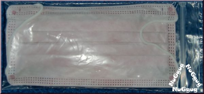 Mundschutz und Latexhandschuhe mit Minzduft. pink