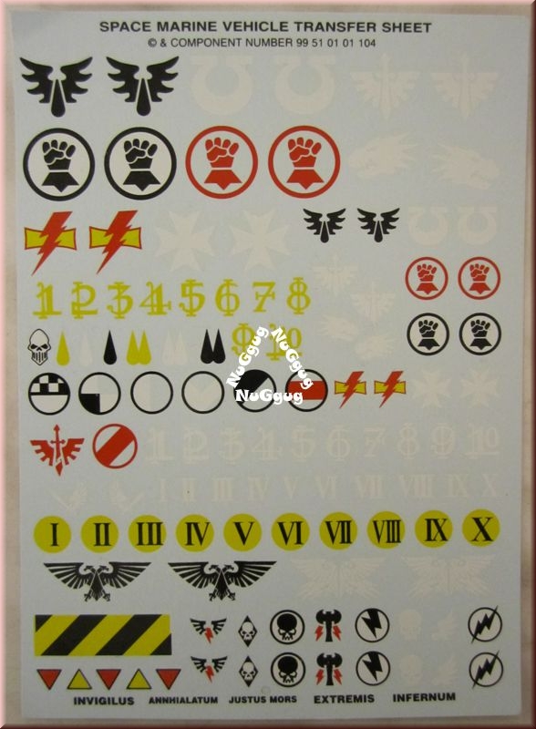 Space Marine Vehicle Transfer Sheet von Games Workshop. Warhammer 40k