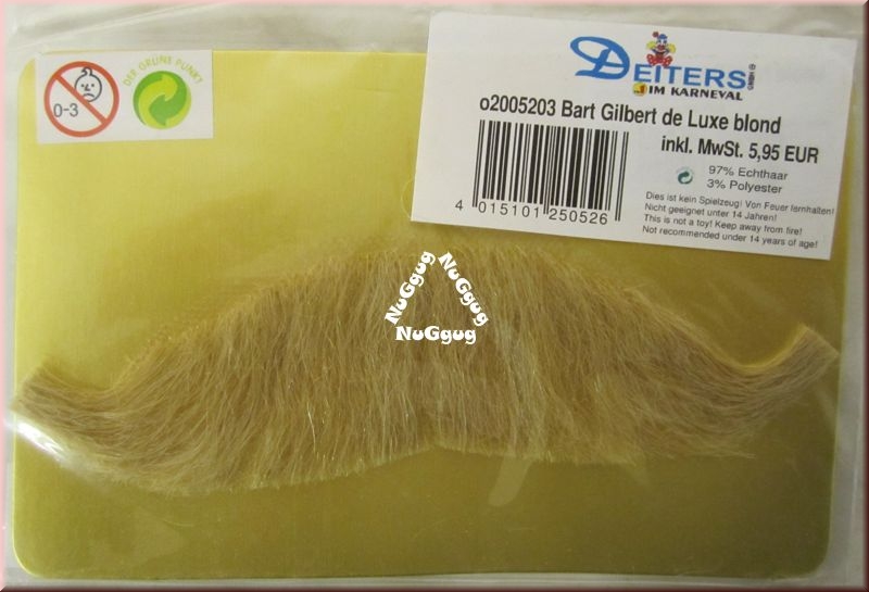 Karneval-Bart "Gilbert de Luxe" blond. Schnurrbart