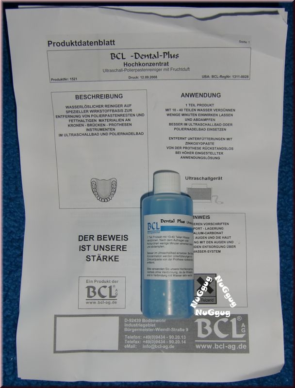 BCL Dental Plus. Ultraschall Polierpastenreinigerkonzentrat