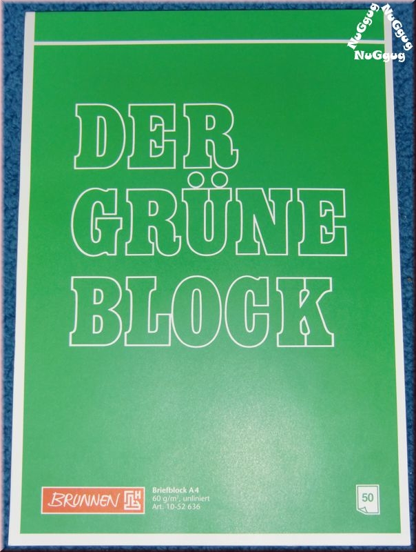 Der grüne Block, Briefblock A4, 50 Blatt, blanko, unliniert, von Brunnen