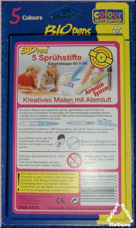 BLO Pens bright Colours. 5 Stifte + 1 Schablone