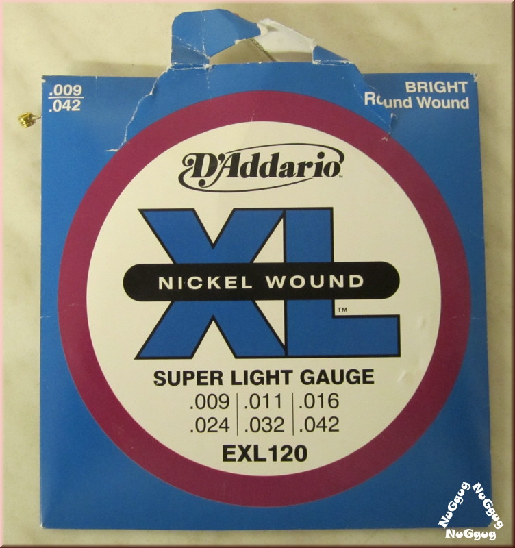 Gitarrensaiten D'Addario EXL120 Nickel Wound XL für E-Gitarren, 009-042