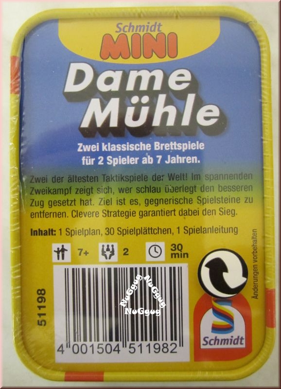 Reisespiel Dame Mühle von Schmidt